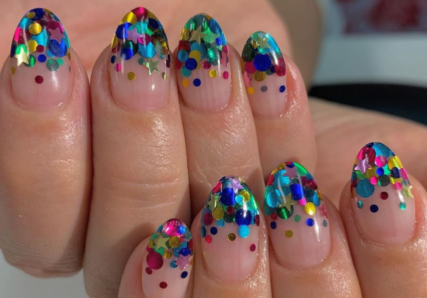 add confetti nails to manicure